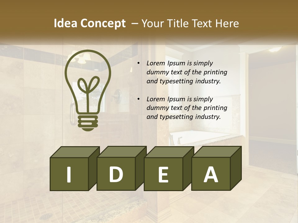 A Large Bathroom With A Walk In Shower PowerPoint Template