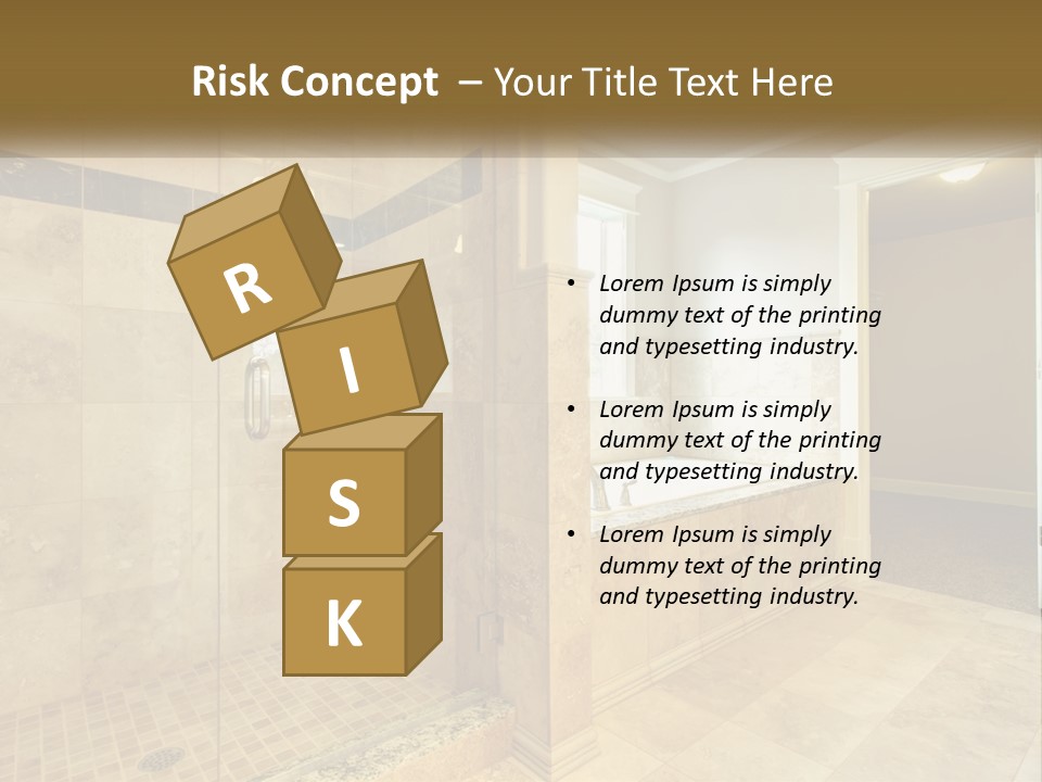 A Large Bathroom With A Walk In Shower PowerPoint Template