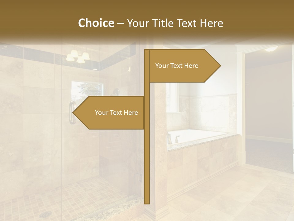 A Large Bathroom With A Walk In Shower PowerPoint Template