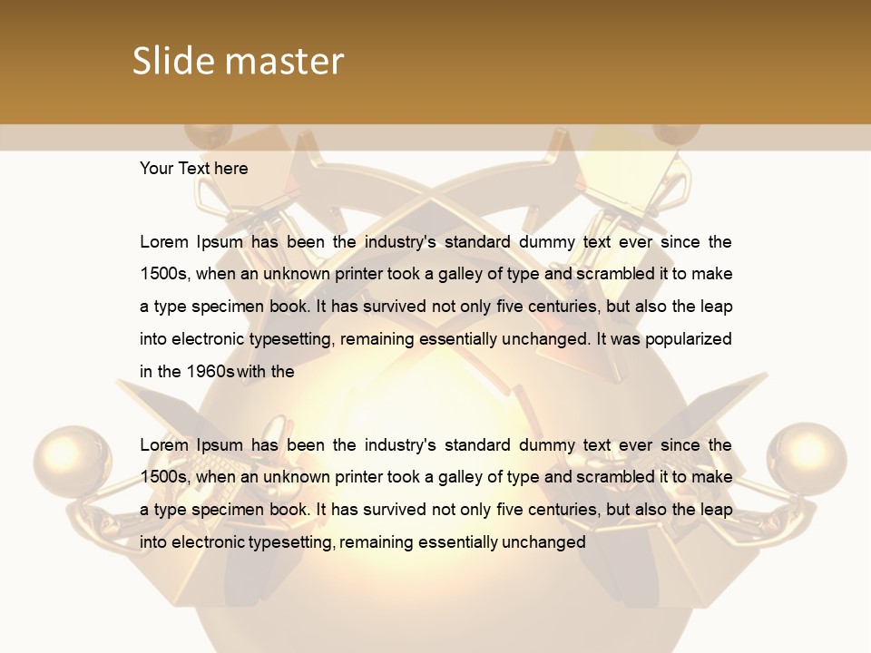 A Golden Globe With Arrows On Top Of It PowerPoint Template