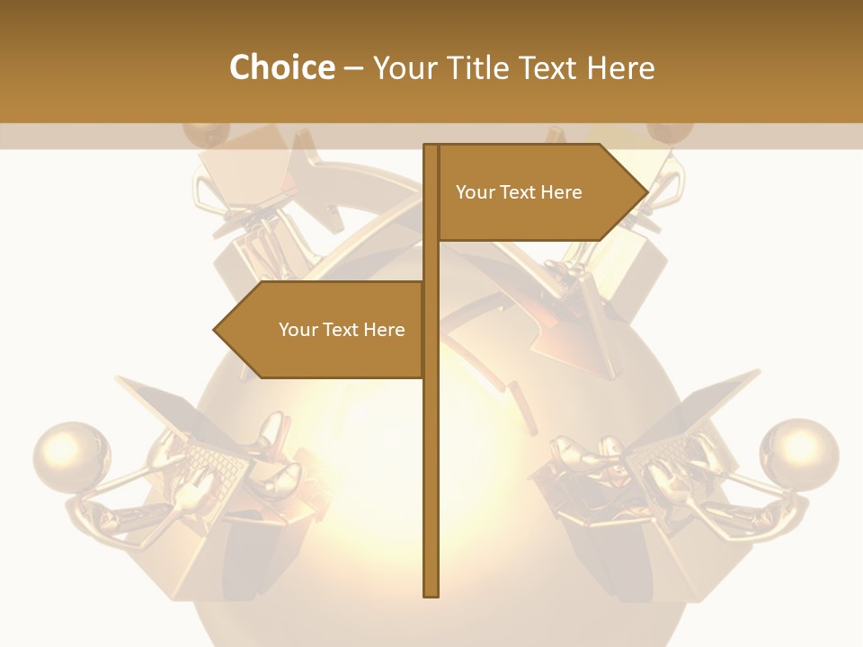 A Golden Globe With Arrows On Top Of It PowerPoint Template