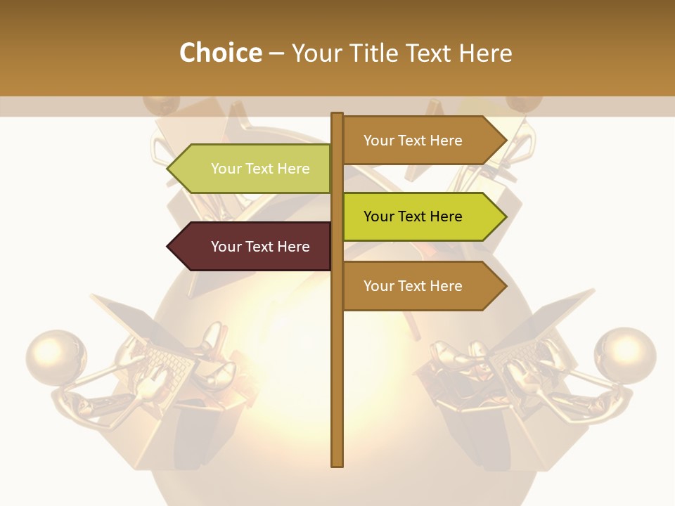 A Golden Globe With Arrows On Top Of It PowerPoint Template