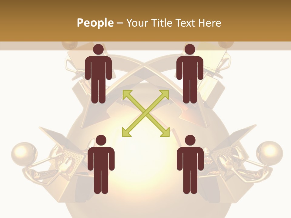 A Golden Globe With Arrows On Top Of It PowerPoint Template