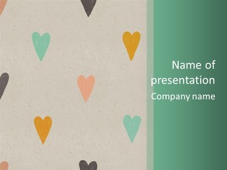 A Group Of Hearts On A Wall With A Green Background PowerPoint Template