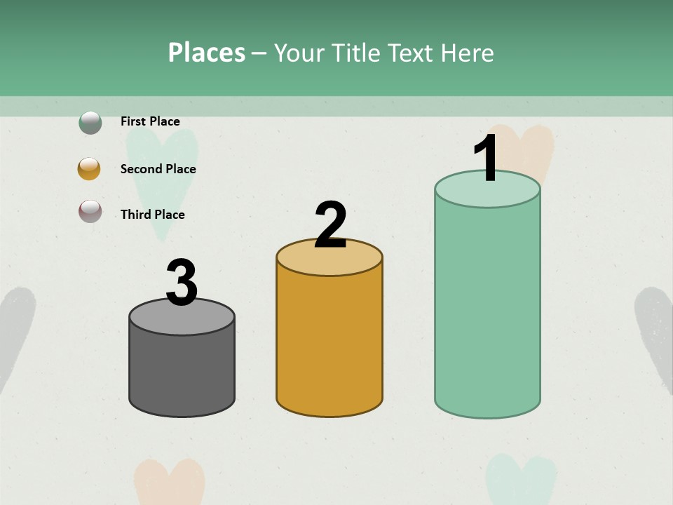 A Group Of Hearts On A Wall With A Green Background PowerPoint Template