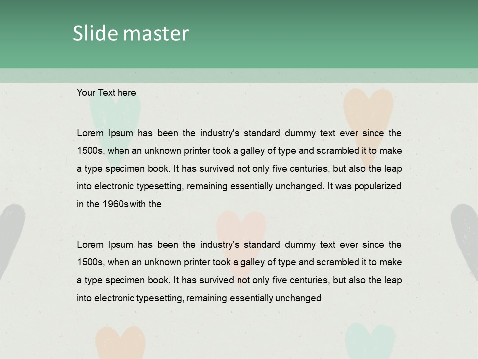 A Group Of Hearts On A Wall With A Green Background PowerPoint Template