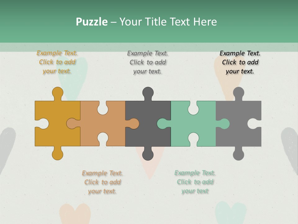 A Group Of Hearts On A Wall With A Green Background PowerPoint Template