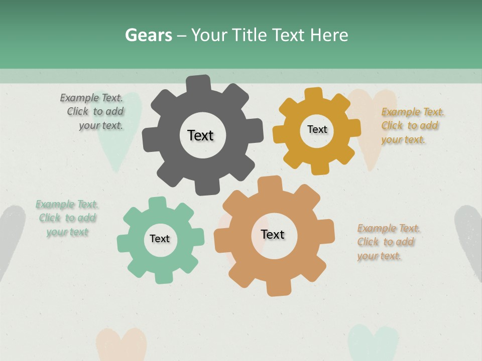 A Group Of Hearts On A Wall With A Green Background PowerPoint Template