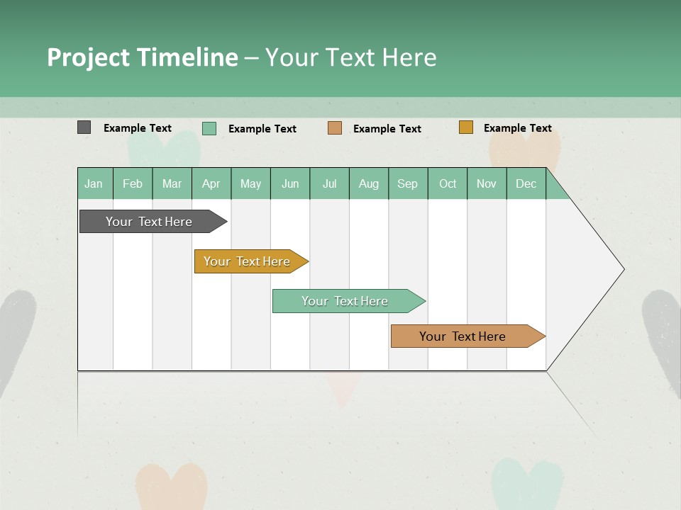 A Group Of Hearts On A Wall With A Green Background PowerPoint Template
