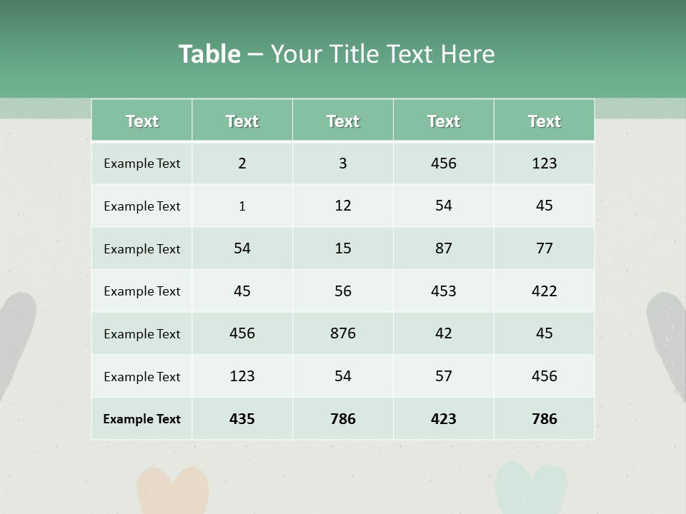 A Group Of Hearts On A Wall With A Green Background PowerPoint Template