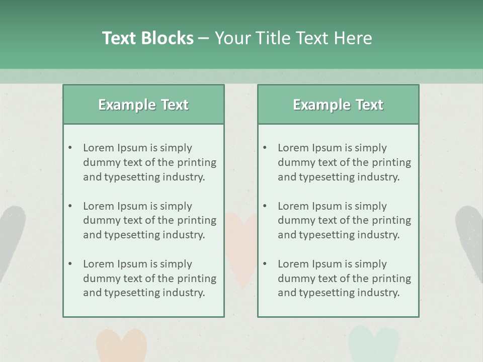 A Group Of Hearts On A Wall With A Green Background PowerPoint Template