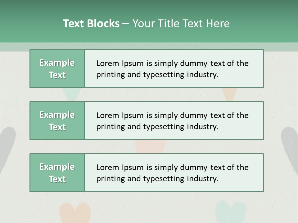 A Group Of Hearts On A Wall With A Green Background PowerPoint Template