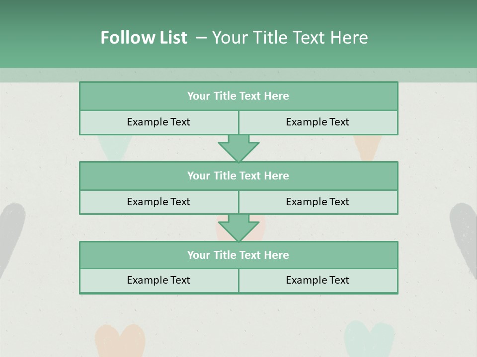 A Group Of Hearts On A Wall With A Green Background PowerPoint Template