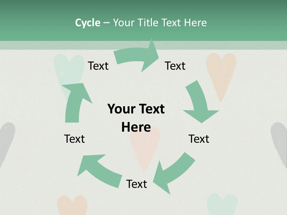 A Group Of Hearts On A Wall With A Green Background PowerPoint Template