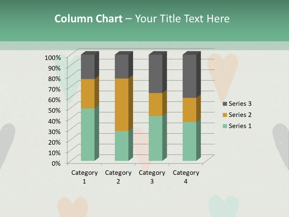 A Group Of Hearts On A Wall With A Green Background PowerPoint Template