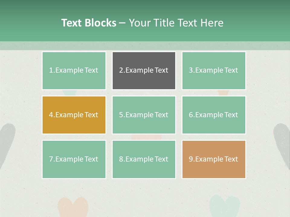 A Group Of Hearts On A Wall With A Green Background PowerPoint Template