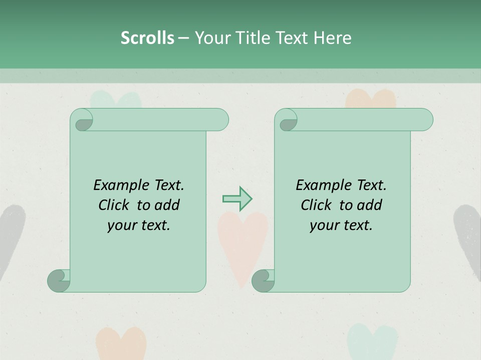A Group Of Hearts On A Wall With A Green Background PowerPoint Template