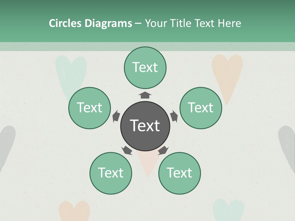 A Group Of Hearts On A Wall With A Green Background PowerPoint Template