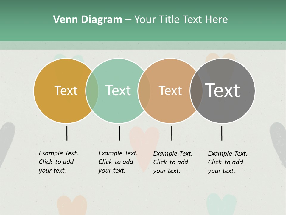 A Group Of Hearts On A Wall With A Green Background PowerPoint Template