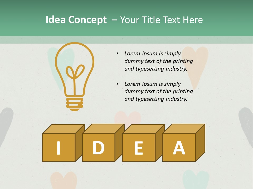 A Group Of Hearts On A Wall With A Green Background PowerPoint Template