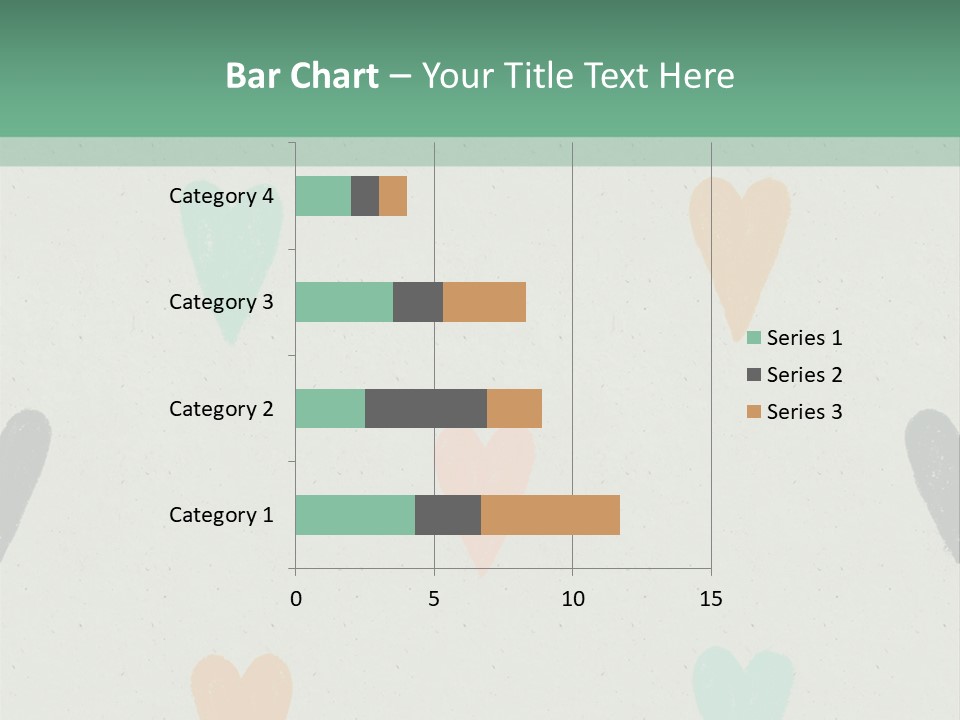 A Group Of Hearts On A Wall With A Green Background PowerPoint Template