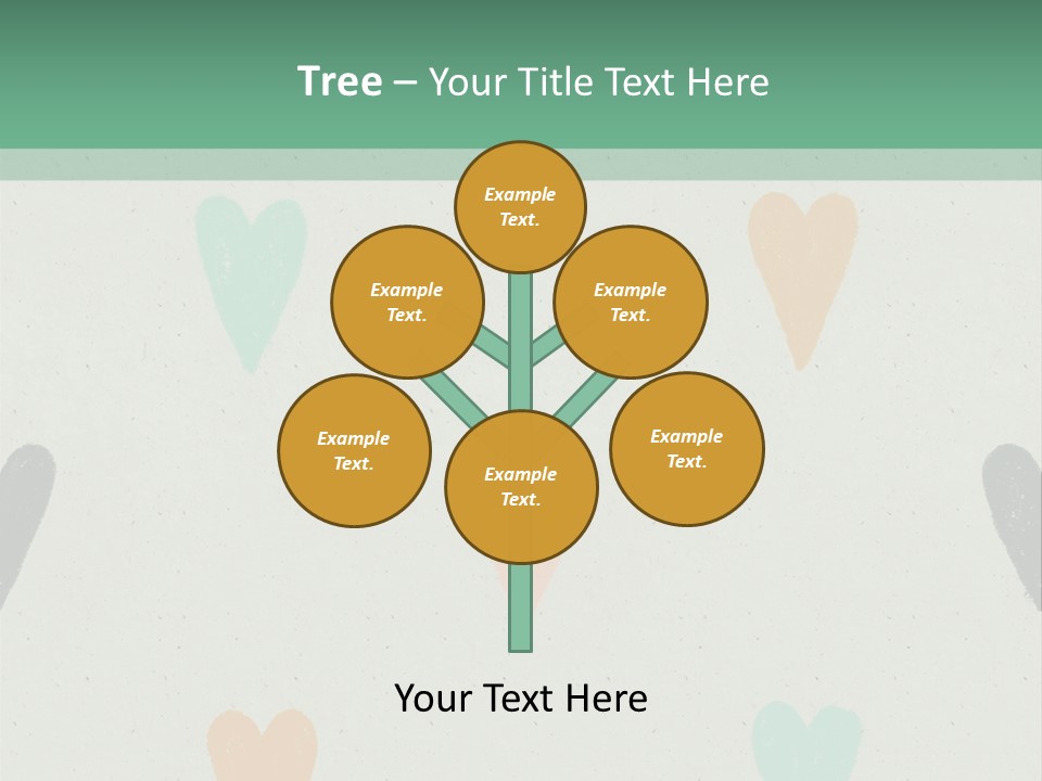 A Group Of Hearts On A Wall With A Green Background PowerPoint Template