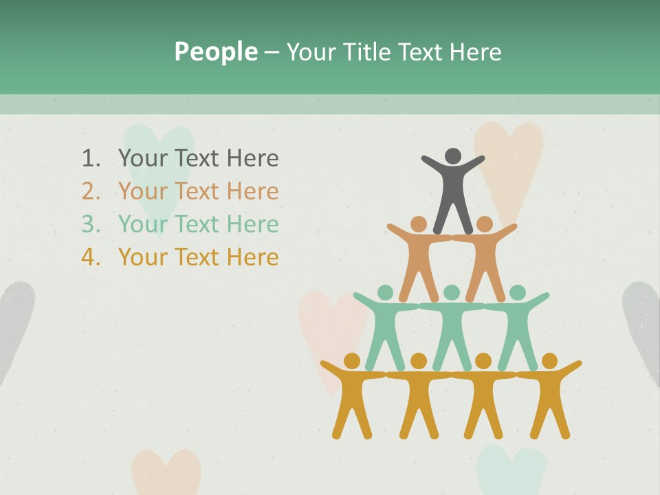 A Group Of Hearts On A Wall With A Green Background PowerPoint Template