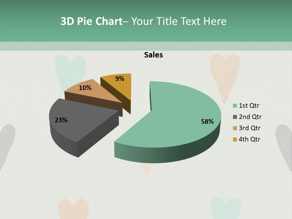 A Group Of Hearts On A Wall With A Green Background PowerPoint Template
