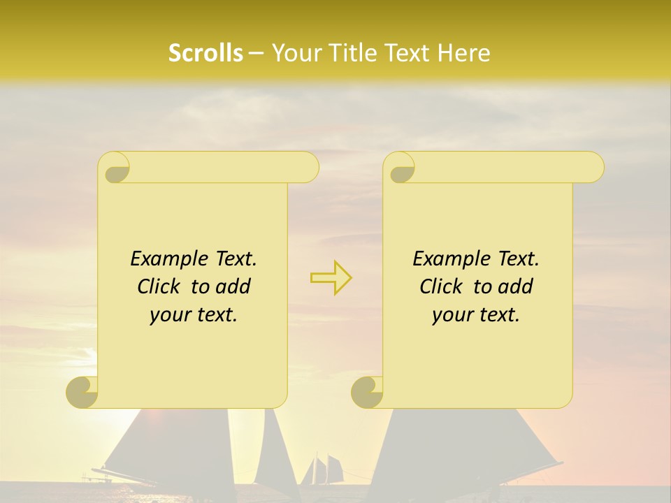Two Sailboats In The Ocean At Sunset Powerpoint Template PowerPoint Template