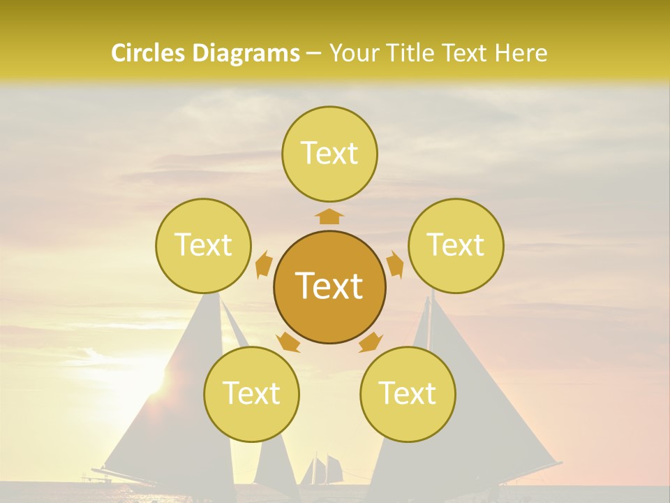 Two Sailboats In The Ocean At Sunset Powerpoint Template PowerPoint Template