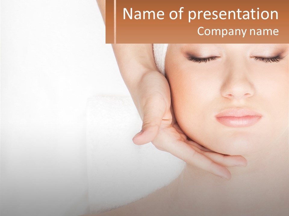 A Woman Getting A Massage With Her Hands On Her Head PowerPoint Template