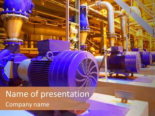 A Large Industrial Power Plant With Blue Pipes PowerPoint Template