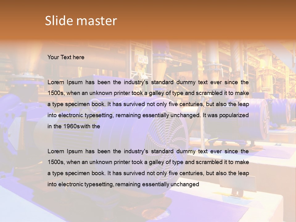 A Large Industrial Power Plant With Blue Pipes PowerPoint Template