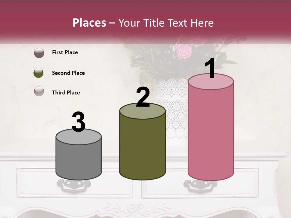 A Vase With Pink Flowers On A White Table PowerPoint Template