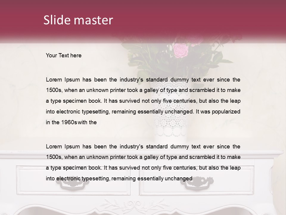 A Vase With Pink Flowers On A White Table PowerPoint Template