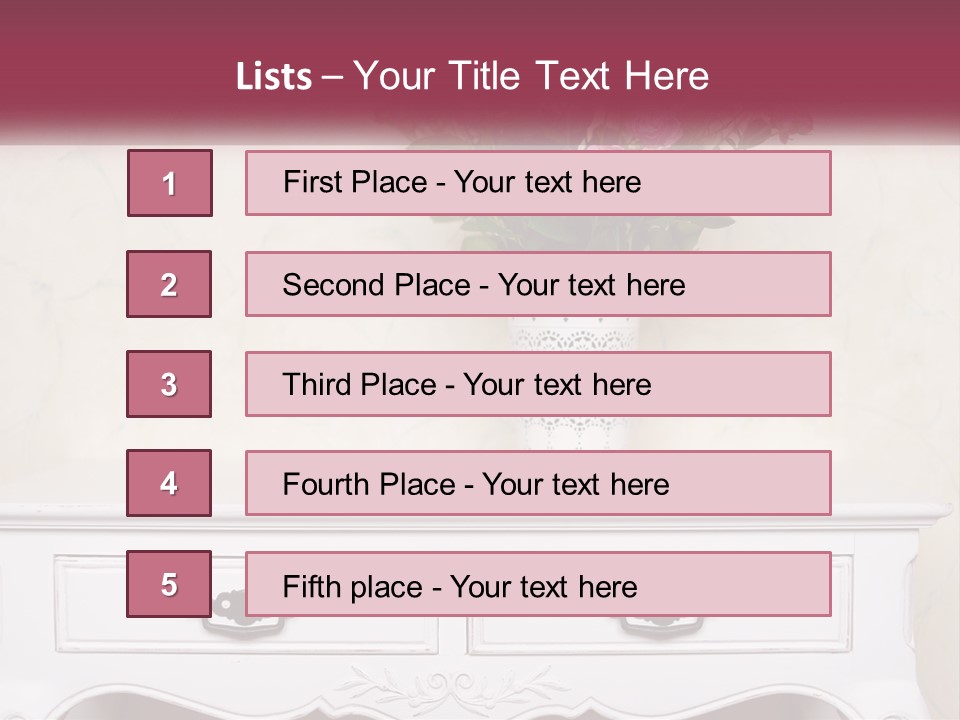 A Vase With Pink Flowers On A White Table PowerPoint Template