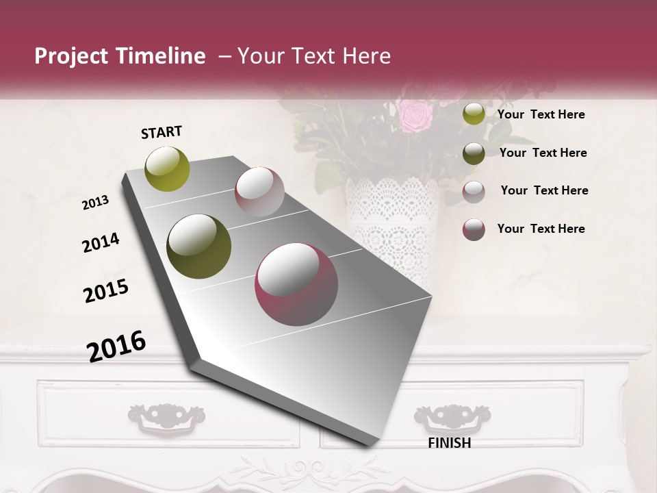 A Vase With Pink Flowers On A White Table PowerPoint Template