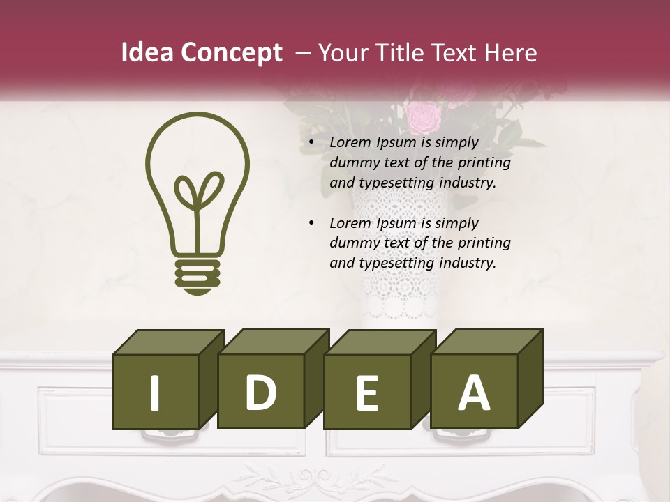 A Vase With Pink Flowers On A White Table PowerPoint Template