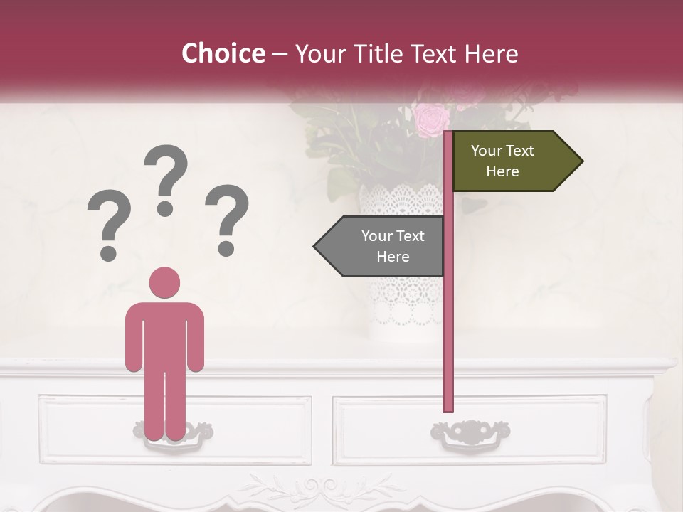 A Vase With Pink Flowers On A White Table PowerPoint Template