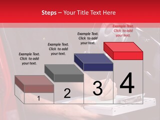 A Man Sitting In A Red Car Writing On A Clipboard PowerPoint Template