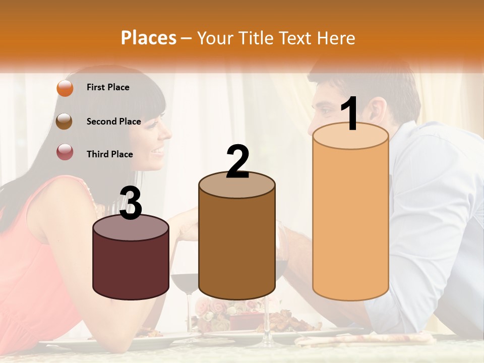 A Man And Woman Sitting At A Table With A Glass Of Wine PowerPoint Template