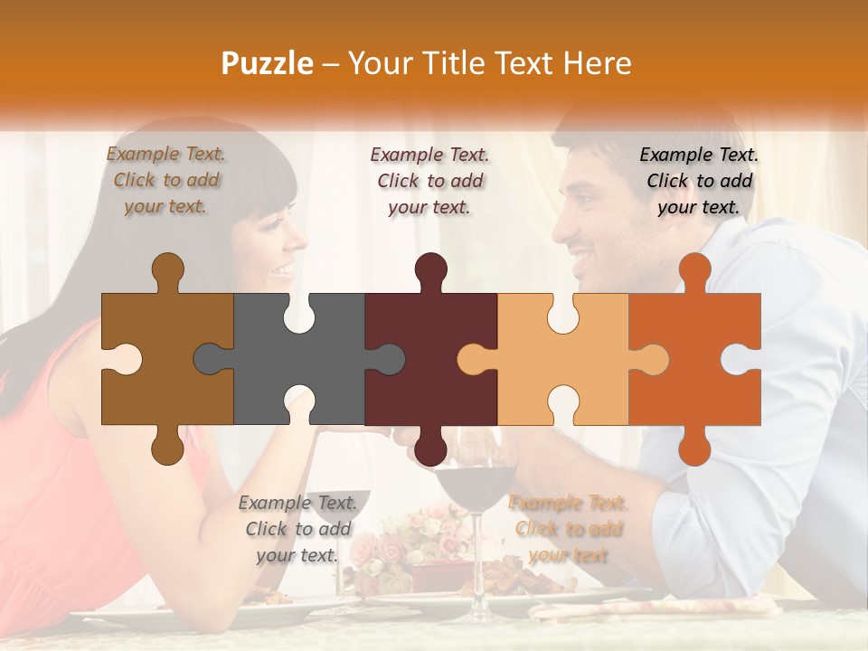 A Man And Woman Sitting At A Table With A Glass Of Wine PowerPoint Template