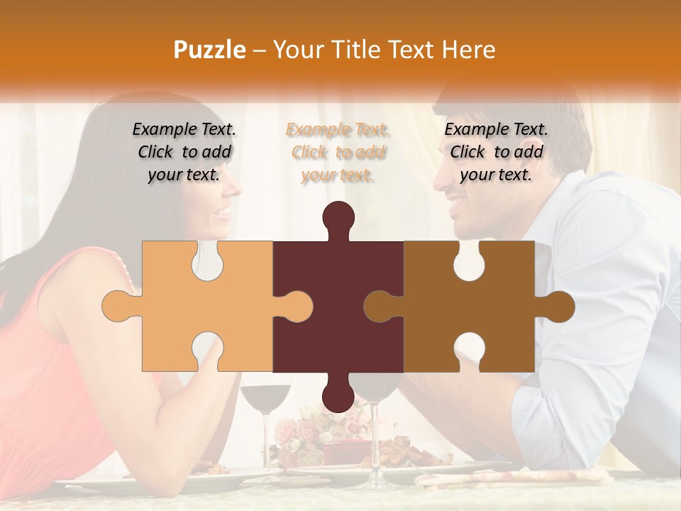 A Man And Woman Sitting At A Table With A Glass Of Wine PowerPoint Template