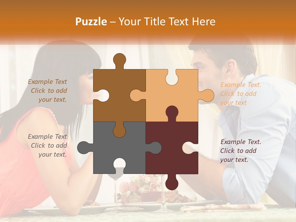 A Man And Woman Sitting At A Table With A Glass Of Wine PowerPoint Template