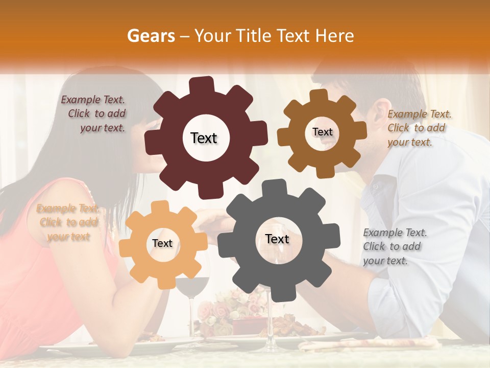 A Man And Woman Sitting At A Table With A Glass Of Wine PowerPoint Template