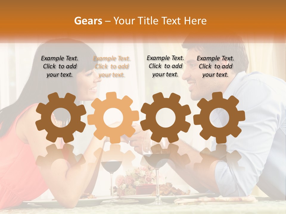 A Man And Woman Sitting At A Table With A Glass Of Wine PowerPoint Template