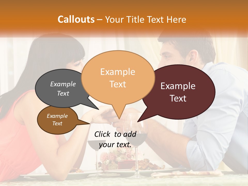 A Man And Woman Sitting At A Table With A Glass Of Wine PowerPoint Template