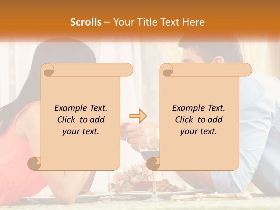 A Man And Woman Sitting At A Table With A Glass Of Wine PowerPoint Template