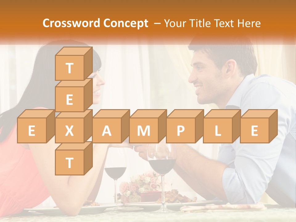 A Man And Woman Sitting At A Table With A Glass Of Wine PowerPoint Template