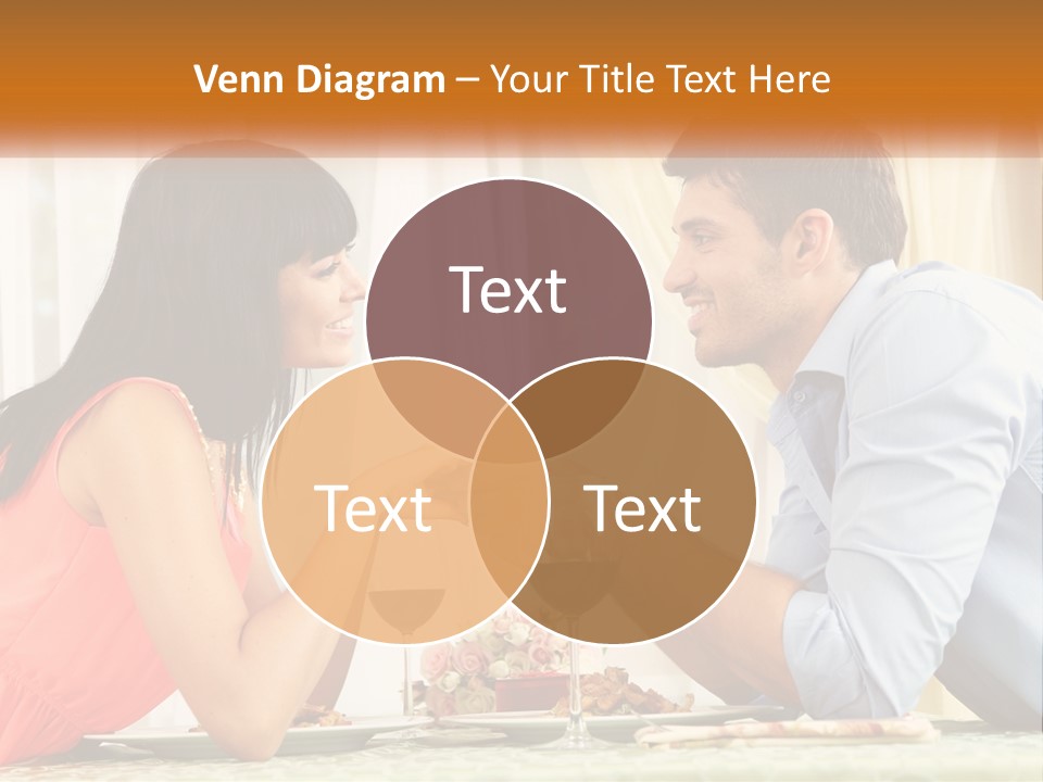 A Man And Woman Sitting At A Table With A Glass Of Wine PowerPoint Template